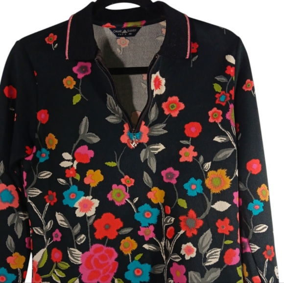 OMAR SHARIF Paris Pullover Lightweight, Floral design Top SZ EU 90 - Picture 2 of 11